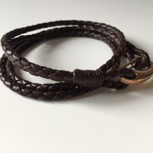 Men’s Plaited Leather Bracelet with Shrimp Clasp