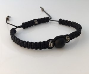 Large Single Onyx Bead Shamballa Bracelet