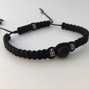 Men’s Large Single Onyx Bead Shamballa Bracelet